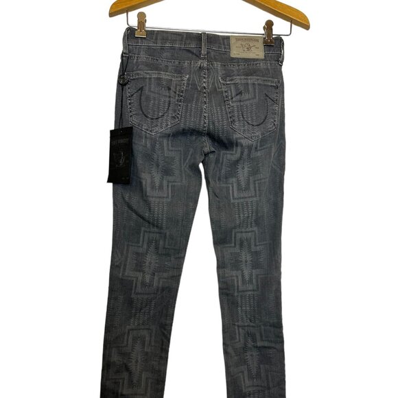True Religion Abbey Super Skinny Women's Jeans Grey Aztec - Size 25 - Picture 3 of 9